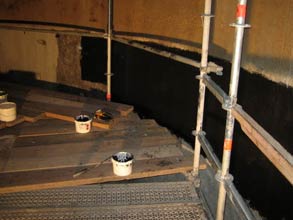 Sección de un silo revestida con Belzona 4351